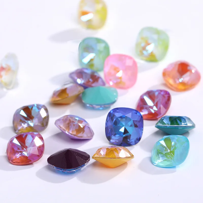 

Square Mocha Fluorescence Glitter Pointback Rhinestones Nail Art Accessories For Nail Art DIY Jewelry Art Decoration