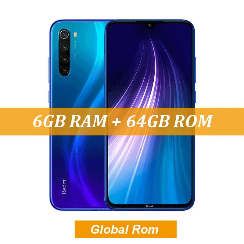 6GB Blue New Global ROM Xiaomi Redmi Note 8 4GB 64GB 48MP Quad Camera Smartphone Snapdragon 665 Octa Core 6.3" FHD Screen 4000mAh - Цвет: 6GB Blue