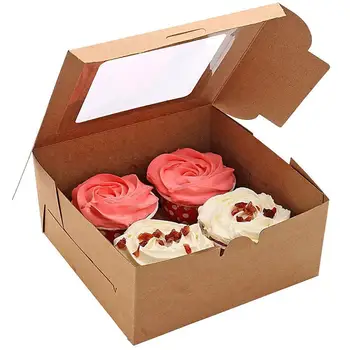 

2/4/6 Holes Cupcake Packing Box Muffin Box Biscuit Pastry Box Kraft Paper Box Cake Chocolate Packaging Baking Tools