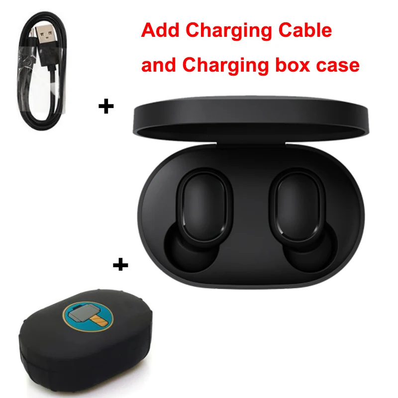 add Thor case Xiao mi redmi AirDots bluetooth наушники TWS новейшая гарнитура наушники Handsfree smart AI управление mi jia mi наушники для redmi phone - Цвет: add Thor case