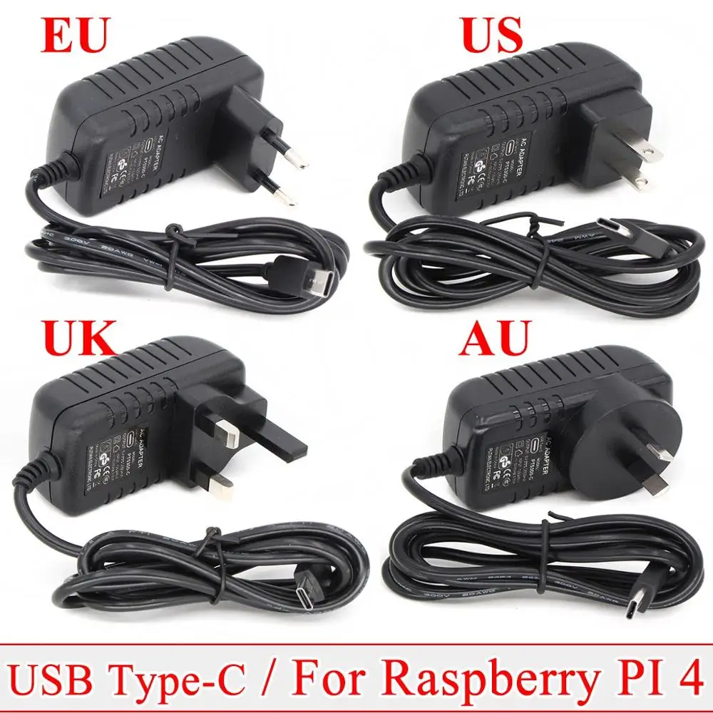 Raspberry PI 4 Модель B 5 в 3 А В/3 а 3000 мА адаптер питания USB Type C зарядное устройство Блок