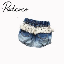 Pudcoco/милые летние кружевные синие джинсовые шорты для маленьких девочек 1-6 лет