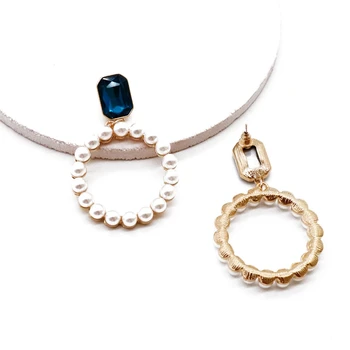 

Free Shipping Geometry Pearl Earrings Designs European And American Style Temperament Sweet