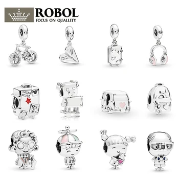 

PDB ZZ 44 RLLEN 1:1 New 925 Sterling Silver Life Time Preview Bicycle Compartment Bag Suitcase Family Series Charm Beads