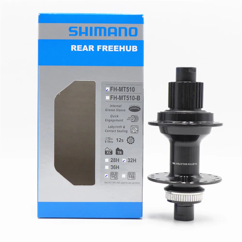 Shimano FH MT510 MTB горный велосипед задний фрикционный втулка 12 Скоростей 142 148 мм 32