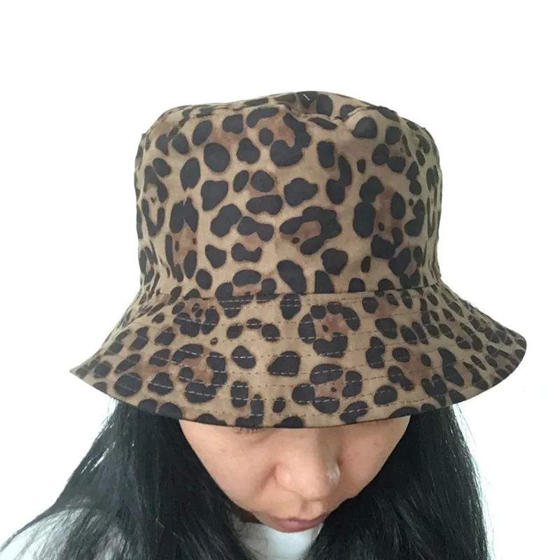 

South Korea Harajuku Cool Hip Hop Leopord Pattern Retro Bucket Hat INS Europe And America Elegant Double-Sided Bucket Hat Sun-re