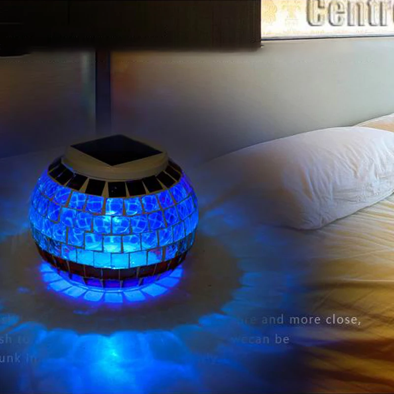RGB из мозаичного стекла на солнечной батарее шар светодиодный свет сада красочная Солнечная настольная лампа мозаика Солнечная баня многоцветная Ночная лампа