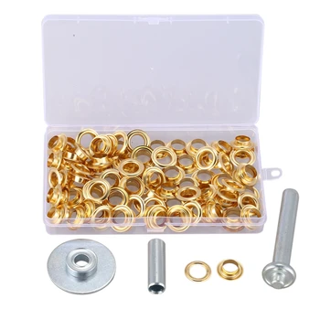 

103Pcs/Set Durable Tarpaulin Tent Awning Groundsheet Eyelet DIY 1/2 inch Tarp Inner Dia 12mm Coated Eyelet Grommets Repair Tent