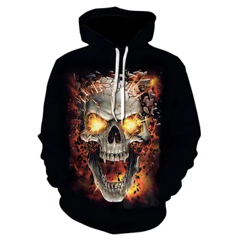 

Fire Skull Hoodies Men Women Fashion Sweatshirts Hooded Tracksuits Brand Quality Pullover Unisex Casual Jackets Coats Drop Ship