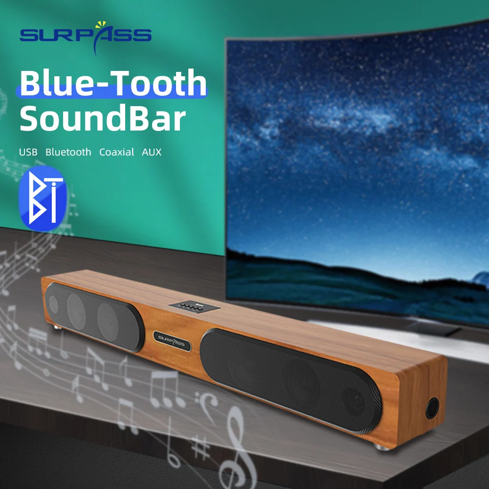 80W Wireless Sound Bar TV Speaker Box BT USB with Remote Aux 3.5mm