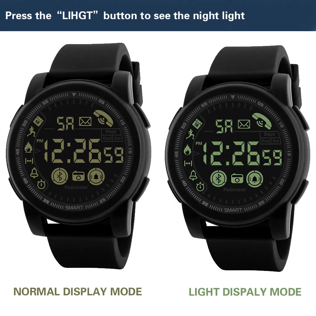 Men Sport Watches Fitness Tracker Waterproof Bluetooth Smart Watch Pedometer for Android iOS Wrist Clock Reloj Hombre homme