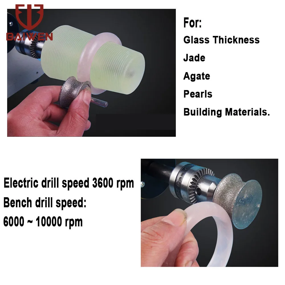 2mm-12mm Concave Diamond Grinding Wheel Glass Burr Drill Bits Abrasive for Bracelet Ring Jade Carving Polishing Wheels