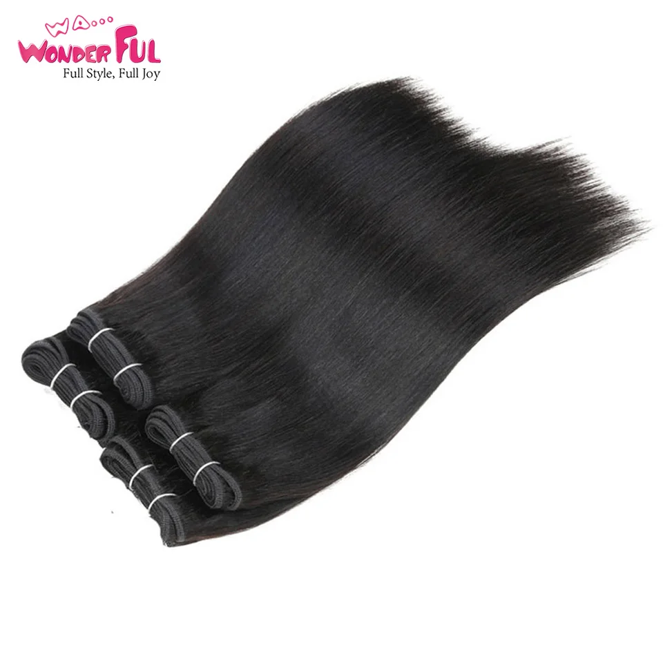 

Brazilian Yaki Straight Hair 4 Bundles Deal 190G 1 Pack Human Hair Weave Bundles Remy Color 1B Hair Extensions