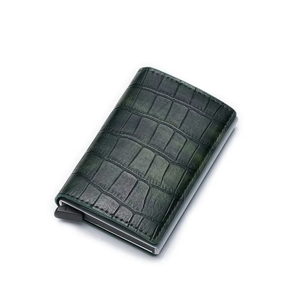 Green 95388 BISI GORO Rfid держатель для карт, женские и мужские кошельки, тонкие смарт-кошельки, кожаный кошелек для мелочи, мужской кошелек - Цвет: Green 95388