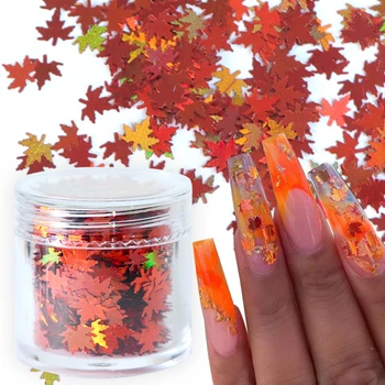 

10ml Holographic Chameleon Laser Nail Art Glitter Sequins Multicolor Flakes Maple Leaf UV Gel Polish Nail Decorations Manicure
