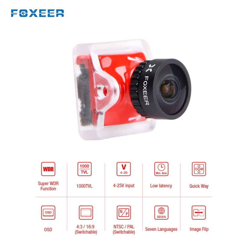foxeer Predator 4 WDR 4ms низкая латентность 1000TVL OSD 4:3 16:9 NTSC PAL FPV гоночная камера для RC детали, аксессуары для беспилотного самолета