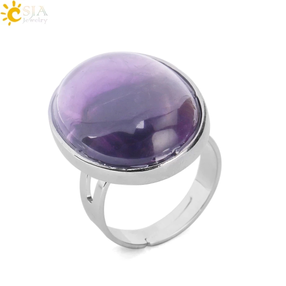 Good Buy CSJA Reiki Natural Gem Stone Finger Ring for Men Women Pink Quartz Tiger Eye Lapis Lazuli dg5jaE3j