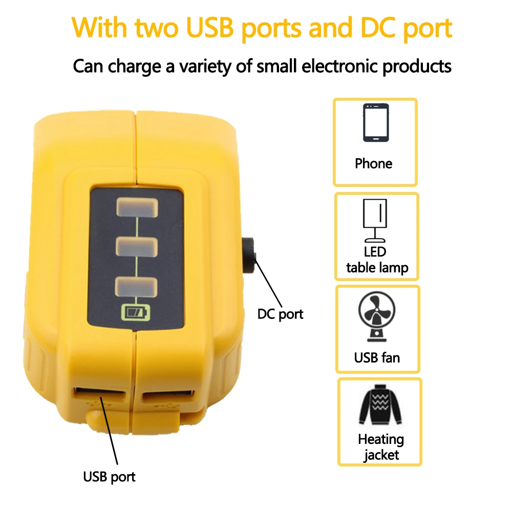 Высокое качество DCB091 Li-on батарея usb зарядка конвертер 12 В 18 в 20 В DC Выход с подогревом куртки адаптер