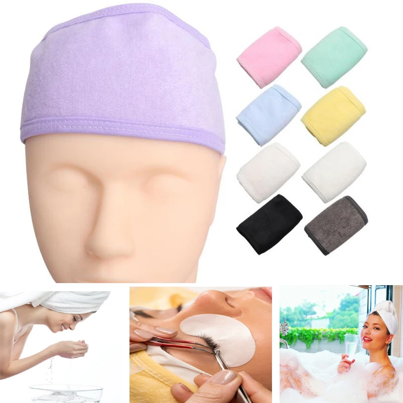 Спа-повязка на голову для лица Make Up wrap Head из махровой ткани на липучке, растягивающееся полотенце, инструмент для наращивания ресниц, повязка на голову