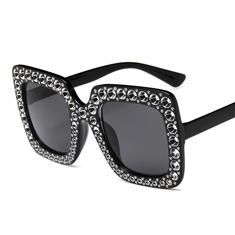 Модные круглые женские солнцезащитные очки с кристаллами и бриллиантами, роскошные брендовые пластиковые солнцезащитные очки больших размеров, Женские винтажные солнцезащитные очки