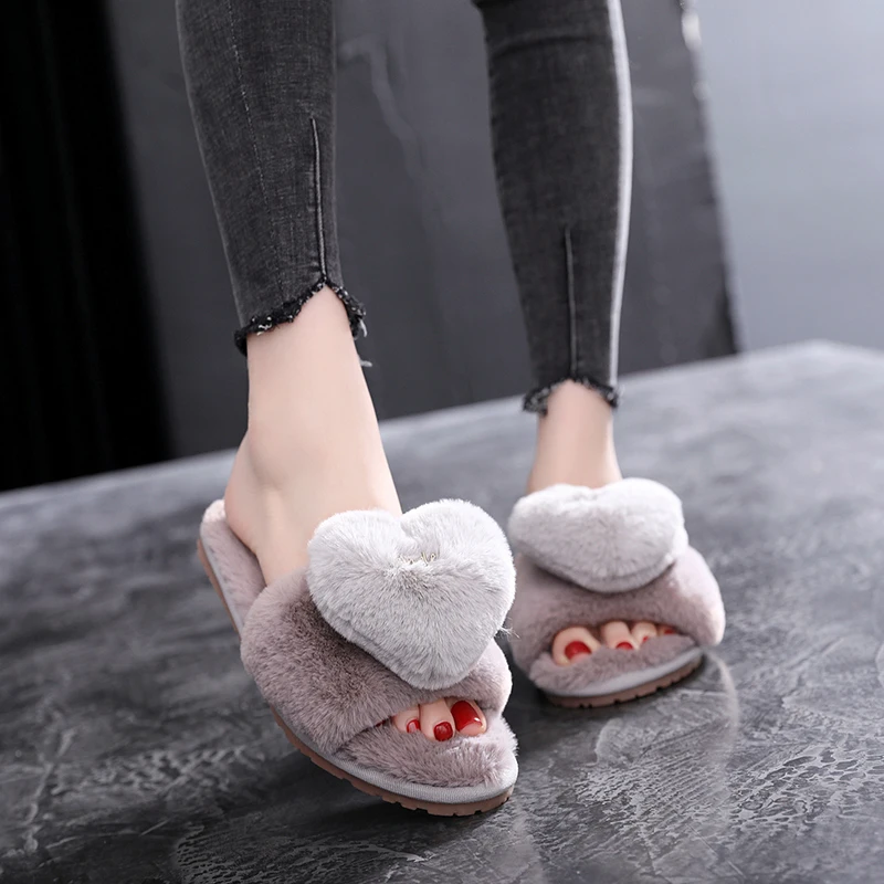 SWQZVT 2020 Women house slippers shoes open toe bedroom floor slippers for women love non-slip pink indoor winter shoes ladies (12)