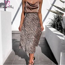 Полосатая Юбка-миди с зеброй летняя уличная Женская Гепард, животное, одежда с принтом хиппи юбки женские s