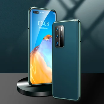 

Metal Frame Genuine Leather Sticker Back Case for Huawei P40 Mate 30 Honor 30 30s Pro P40pro 2020 New Cover Capa with Lens Film