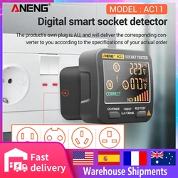 ANENG AC11 Socket Tester Voltage Circuit Polarity Phase Detector US/UK/EU/AU Plug Ground Zero Line Phase Check Rcd NCV Test