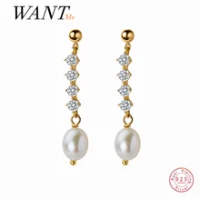 silver pearl drop earring