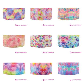 

Q&N ribbon 16mm ~ 75mm Tie Dye 50yard Heat Transfer Ribbons Gift Box With Logo DIY Crafts /FOE Free Shipping