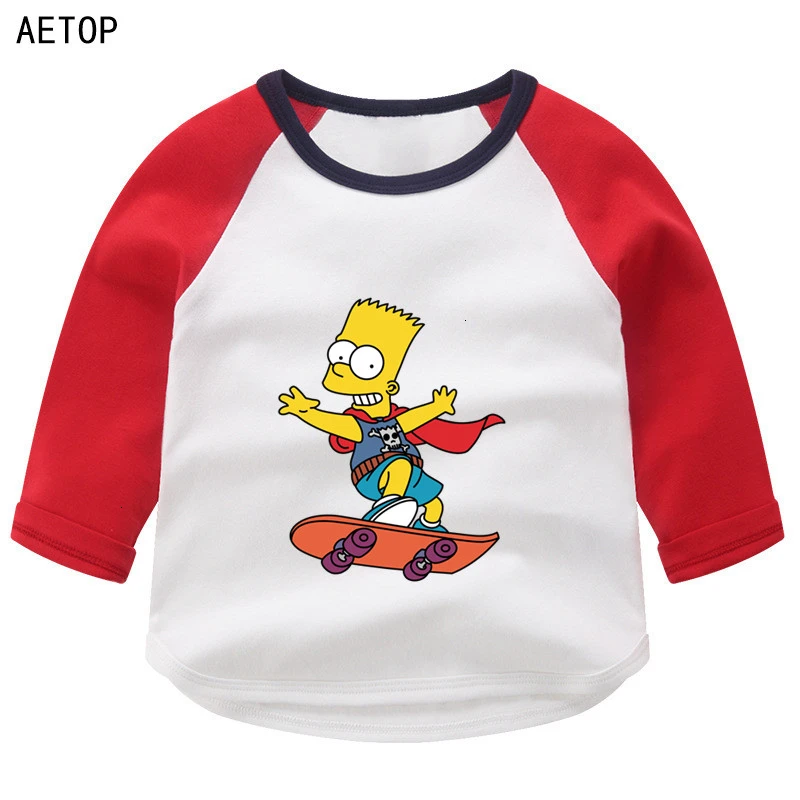 Популярная летняя футболка с круглым вырезом для мальчиков и девочек с длинными рукавами Детская футболка с рисунком для малышей - Цвет: as picture