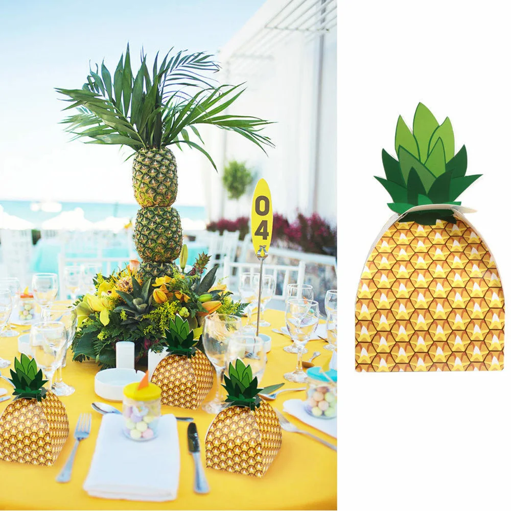 24 шт коробка ананаса Конфеты Подарочная коробка сумка Luau Гавайский тропический тематическая вечеринка значок коробки