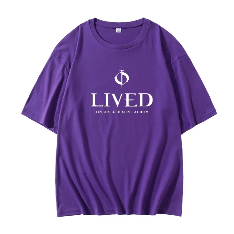 Summer style kpop oneus album lived same printing o neck short sleeve t shirt unisex fashion loose t-shirt 5 colors