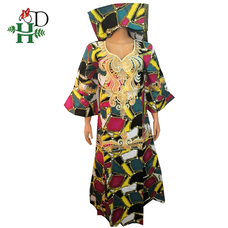 H&D ropa mujer размера плюс африканская Анкара платья для женщин Воск Принт батик Макси платье традиционная вышивка Vetement Femme - Цвет: NO.8