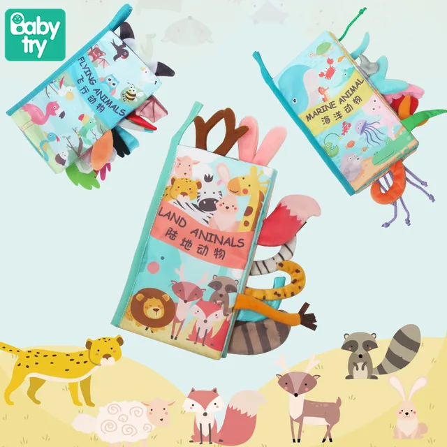Baby Books Early Education Gifts Animal Soft Cloth Kids Baby Reading Toys Books For Newborns Stroller Rattles Bell Ristle Paper 1
