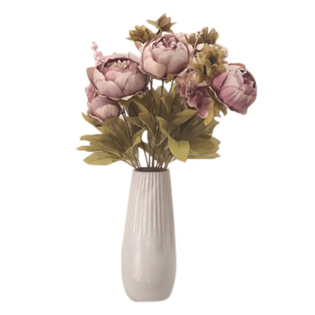 D Artificial flowers European-style core peony fake flowers Bridal Bouquet florals Wedding Holding flowers Party Home Decors - Цвет: D