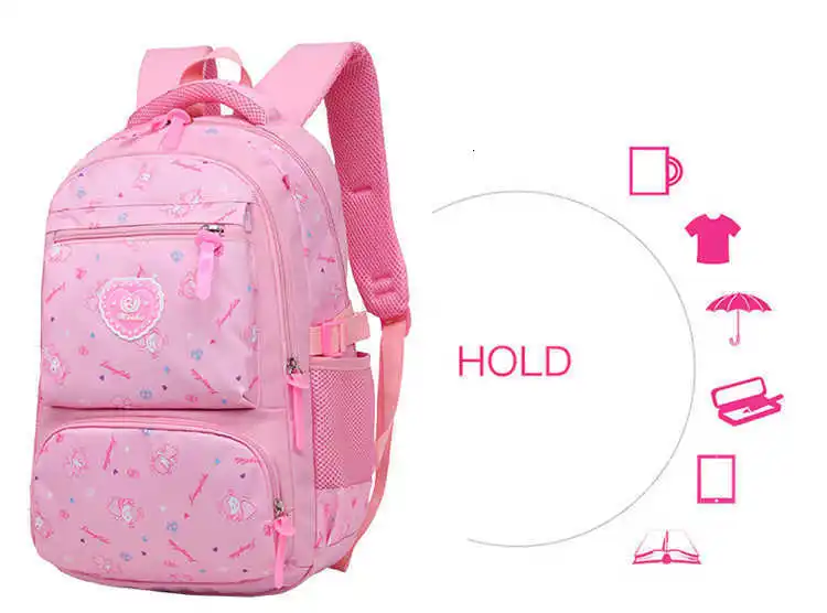 Primary Orthopedic School Bag For Children Kid Fashion Canvas Student Printing 3 Pcs Cartoon Lovely Backpack Capacity Bag