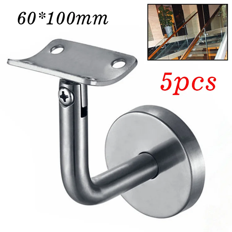 

Reusable Stainless Steel 201 Wall Support Bracket Accessories Hand Rail 60*100mm 5pcs Connector Home Garden Supplies