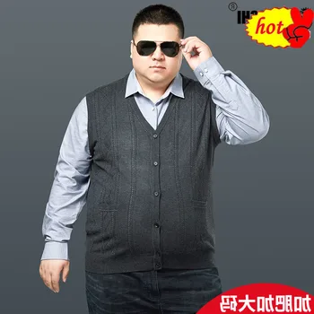 

Autumn New Spring Plus Size Men's Sleeveless Wool Cardigan Fat Loose Casual V-neck Knitwear Cardigan Sweater 8XL