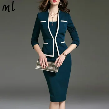 

6XL Plus Size Spring Autumn Female Dress Suits Ladies Suits for Office Wear Suit Dress Jacket 2 Pieces Set Women Fashion Coat