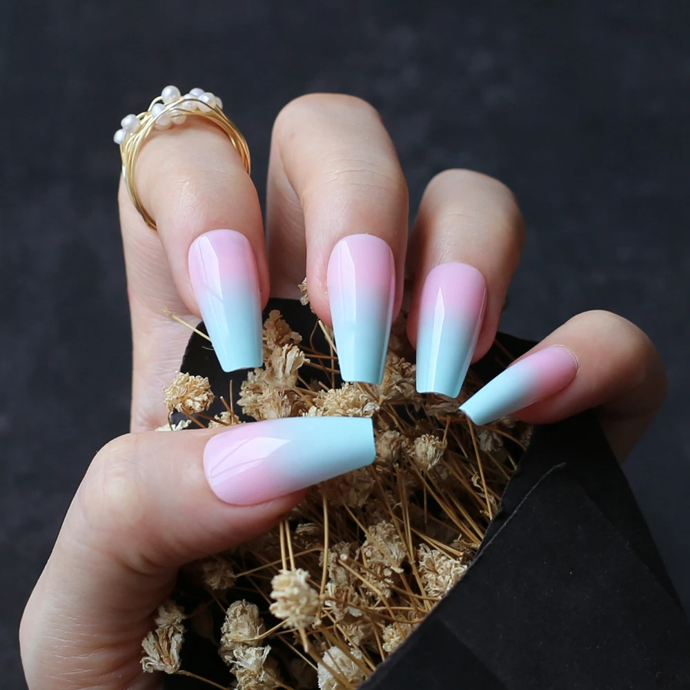 pink and blue nails