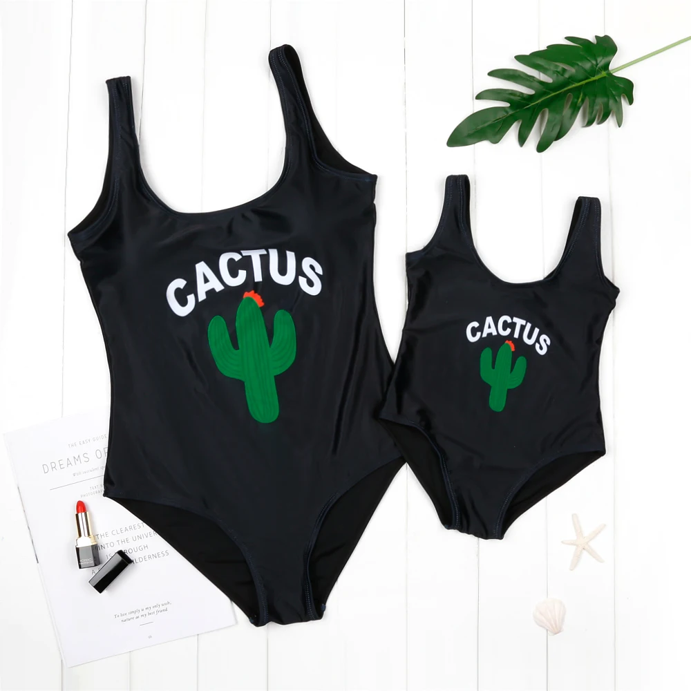

PatPat In Stock On Sale Summer Mom and Me Cute Cactus Print Matching One-piece Swimsuit Matching Outfits Swimwear