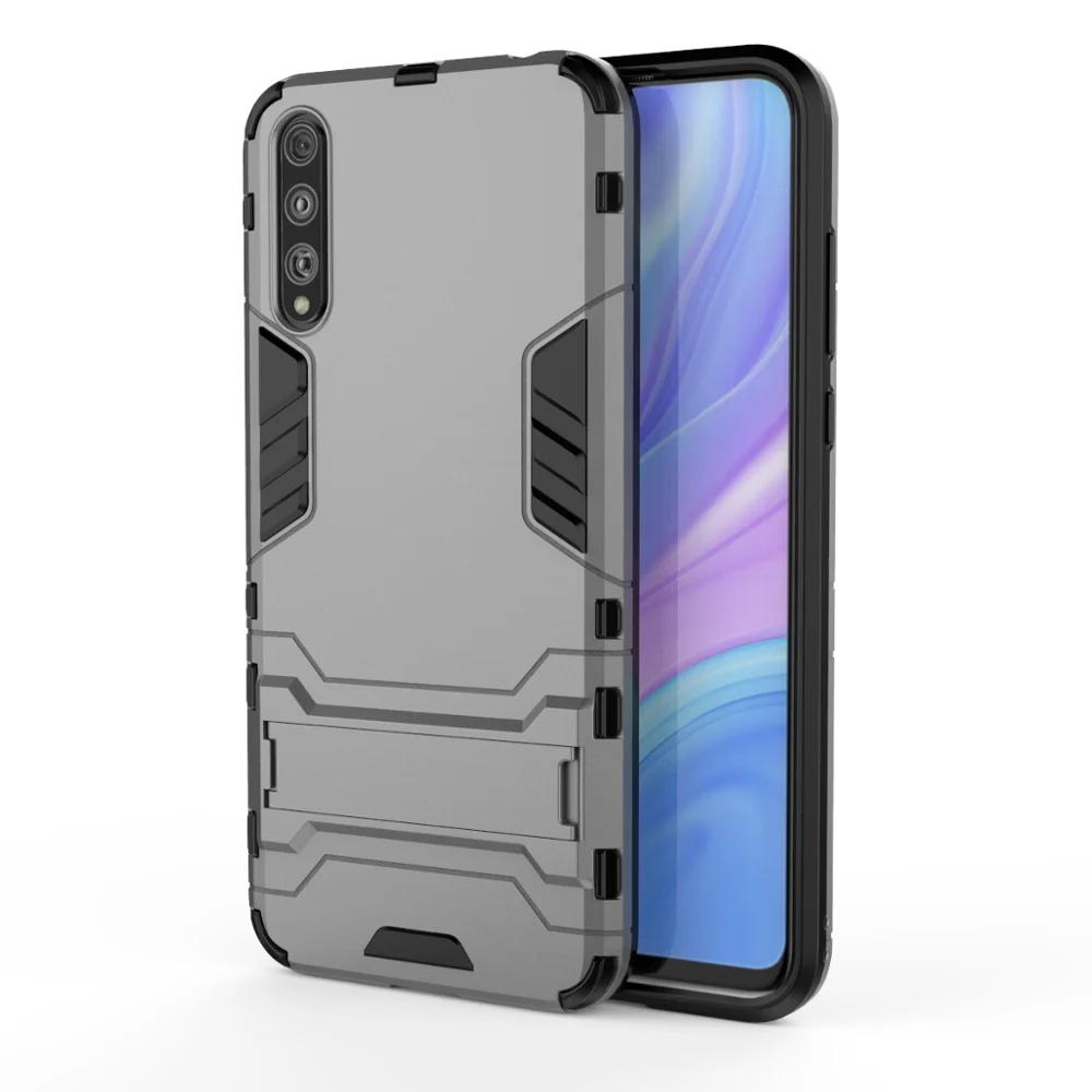 Gray OUDINI для huawei наслаждаться 10S Чехол чехол-накладка повышенной прочности с протекторным рисунком и подставкой противоударный чехол для huawei наслаждаться 10S Чехол - Цвет: Gray