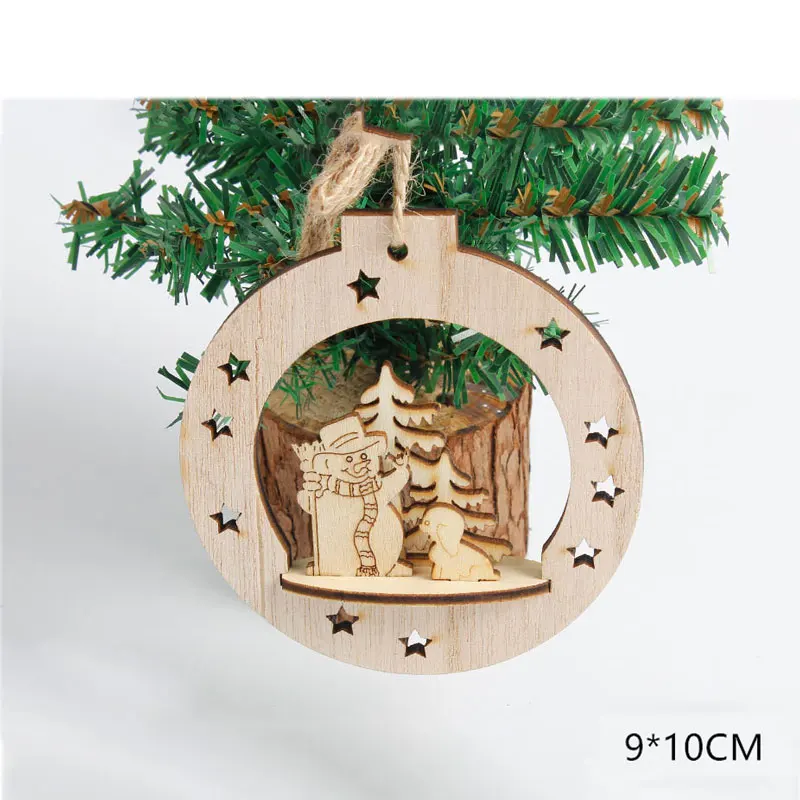 Год Последние DIY Ремесло Деревянные лося украшения детские подарки Noel рождественские украшения для дома Рождественская елка деревянная подвеска - Цвет: balls