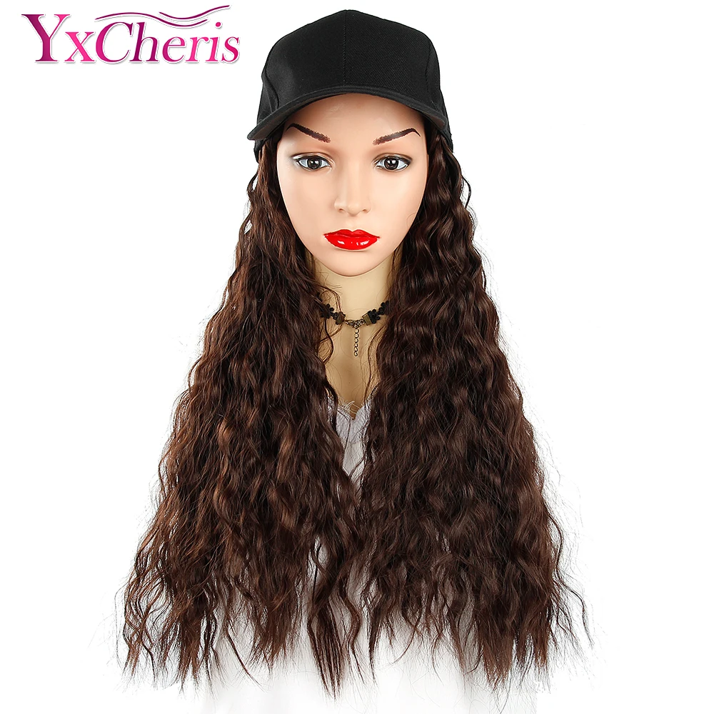 

Synthetic Wig Hat Baseball Cap Long Wave Blonde Ombre Wig For Women Female Heat Resistant Fiber Pixie Cut Long Wig
