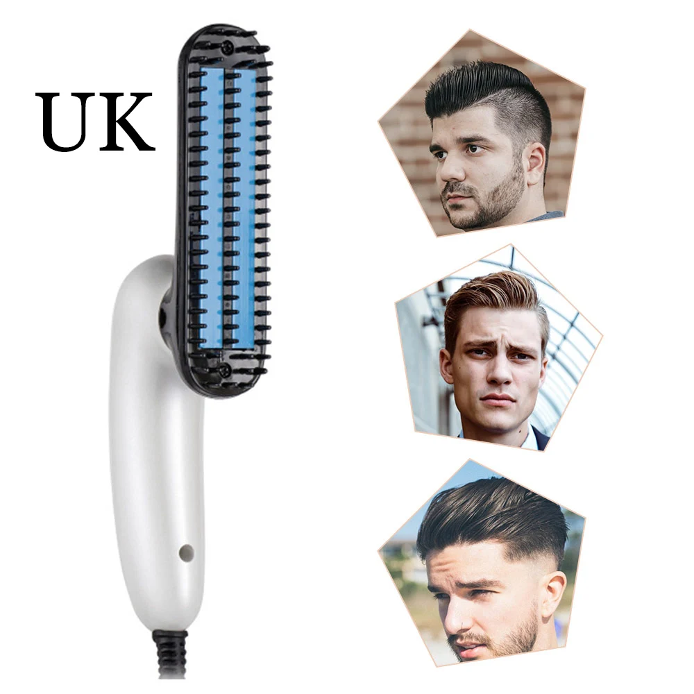 Для мужчин для укладки волос Расческа для прямых волос Электрический бороды гребень для выпрямления волос, 360 градусов вращения Авто Расческа для прямых волос щетка - Цвет: UK