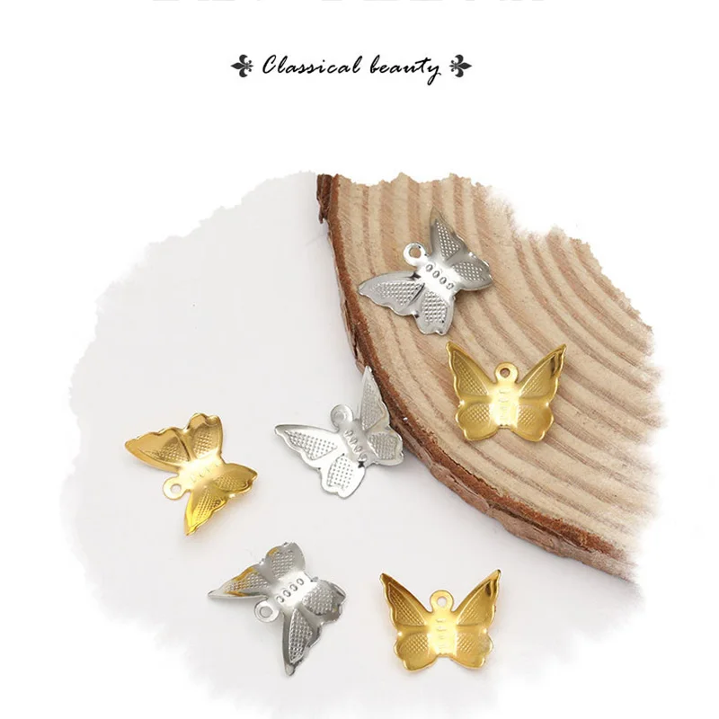 

100pcs/lot Copper Butterfly Filigree 11x13 Wraps Connectors Charm DIY Jewelry Accessories Finding Supplies Supplies For Jewelry