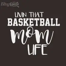 BlingQueen 12 шт./лот на заказ флок железа на виниловых переводах горячей фиксации мотив баскетбол мама жизнь дизайн