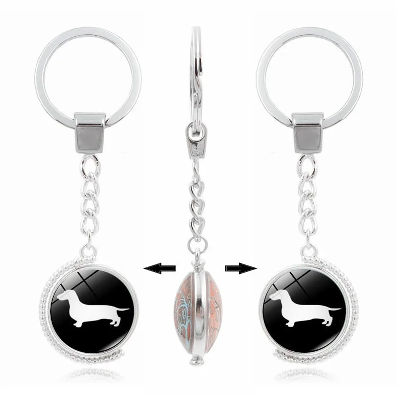 

Hot Sales Germany Hound Double-Sided Rotating Time Stone Keychain Pendant Alloy Key Ring
