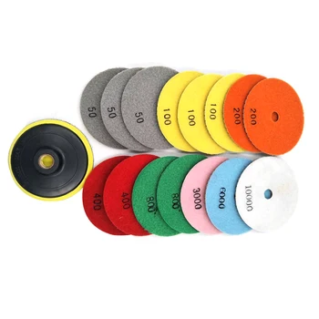 

16pcs Diamond Polishing Pads Kit 4 Inch 100mm Wet Polishing Grinding Discs Set for Granite Stone Concrete Marble